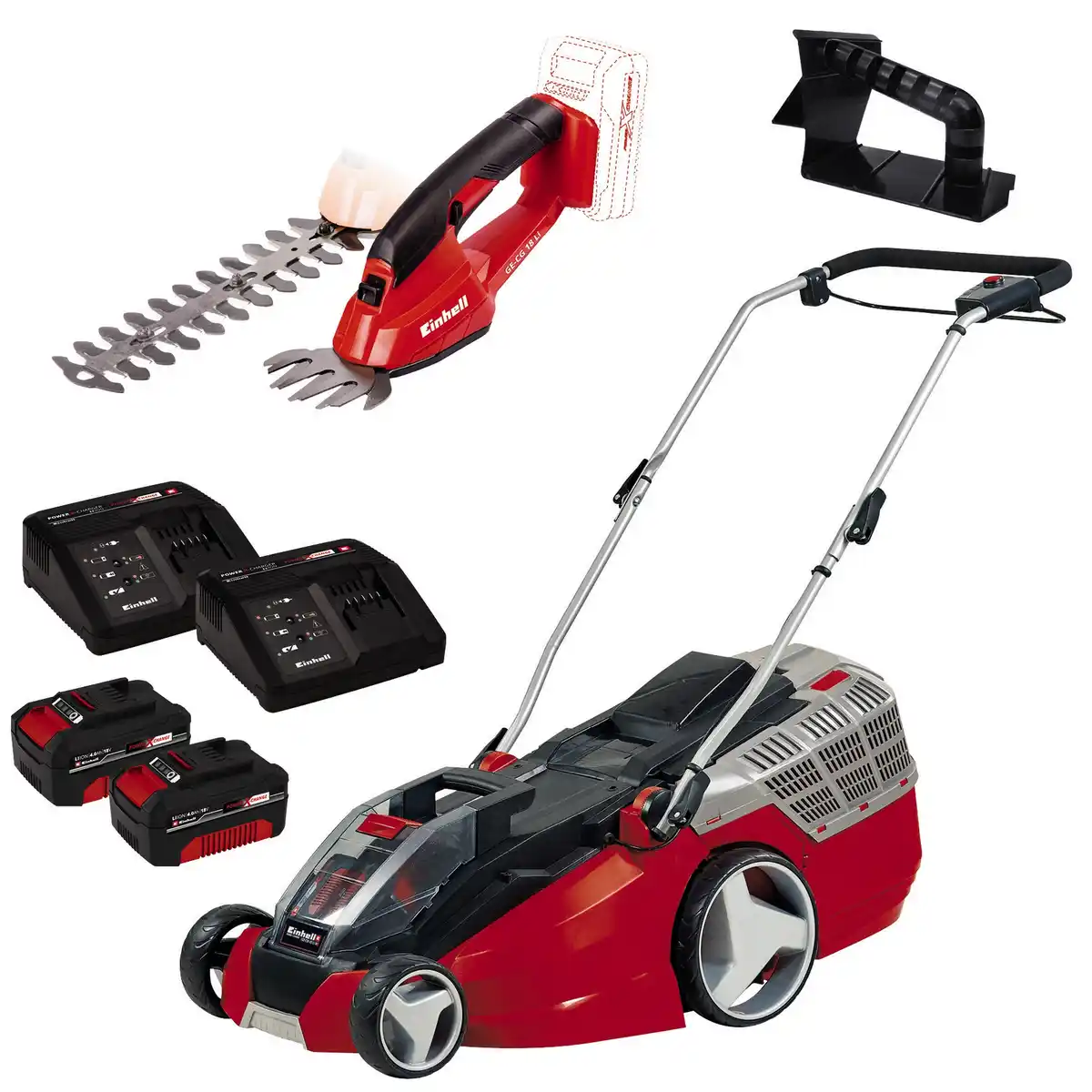 Bild 1 von Einhell Akku-Rasenmäher 'GE-CM 43 Li M' mit 2 x Akkus, Gras- und Strauchschere, 6-teilig, bis 600 m²