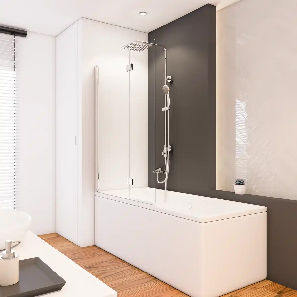 Bild 1 von toom Badewannenfaltwand 'Beta' 112 x 140 cm silbern