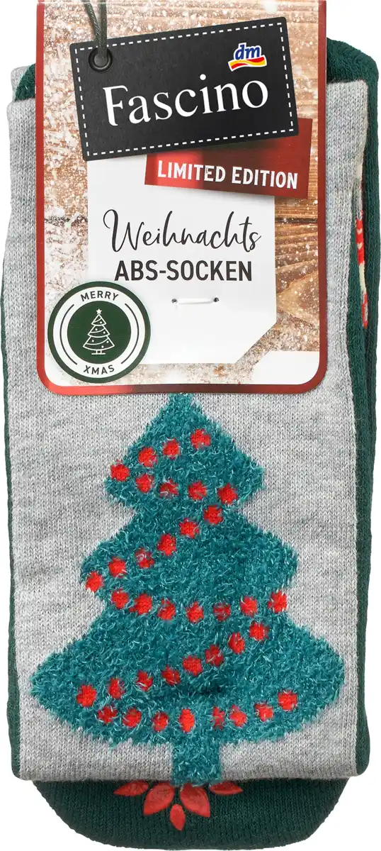 Bild 1 von Fascino ABS Socken XMAS mit Christbaum-Motiv grau & grün Gr. 39-42