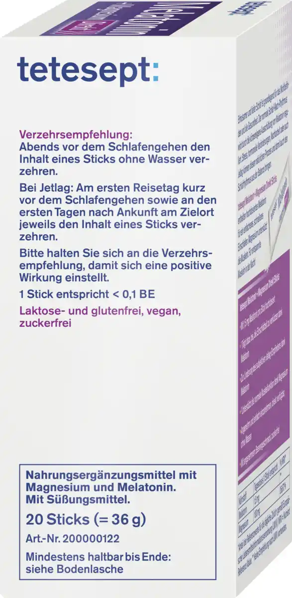 Bild 2 von tetesept Melatonin + Magnesium Direkt Sticks, 36 g