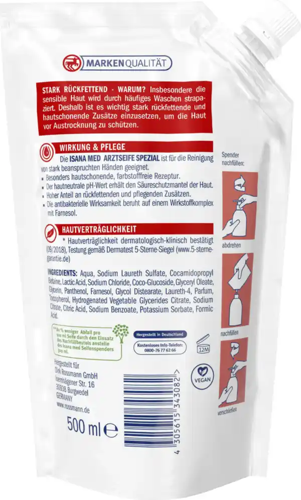 Bild 2 von ISANA MED Arztseife Spezial Nachfüllbeutel, 500 ml