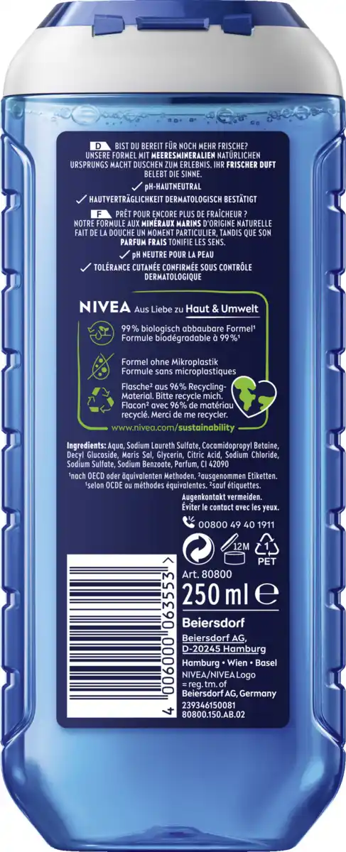 Bild 2 von NIVEA MEN 3in1 Duschgel Fresh Ocean 24H fresh Effect, 250 ml