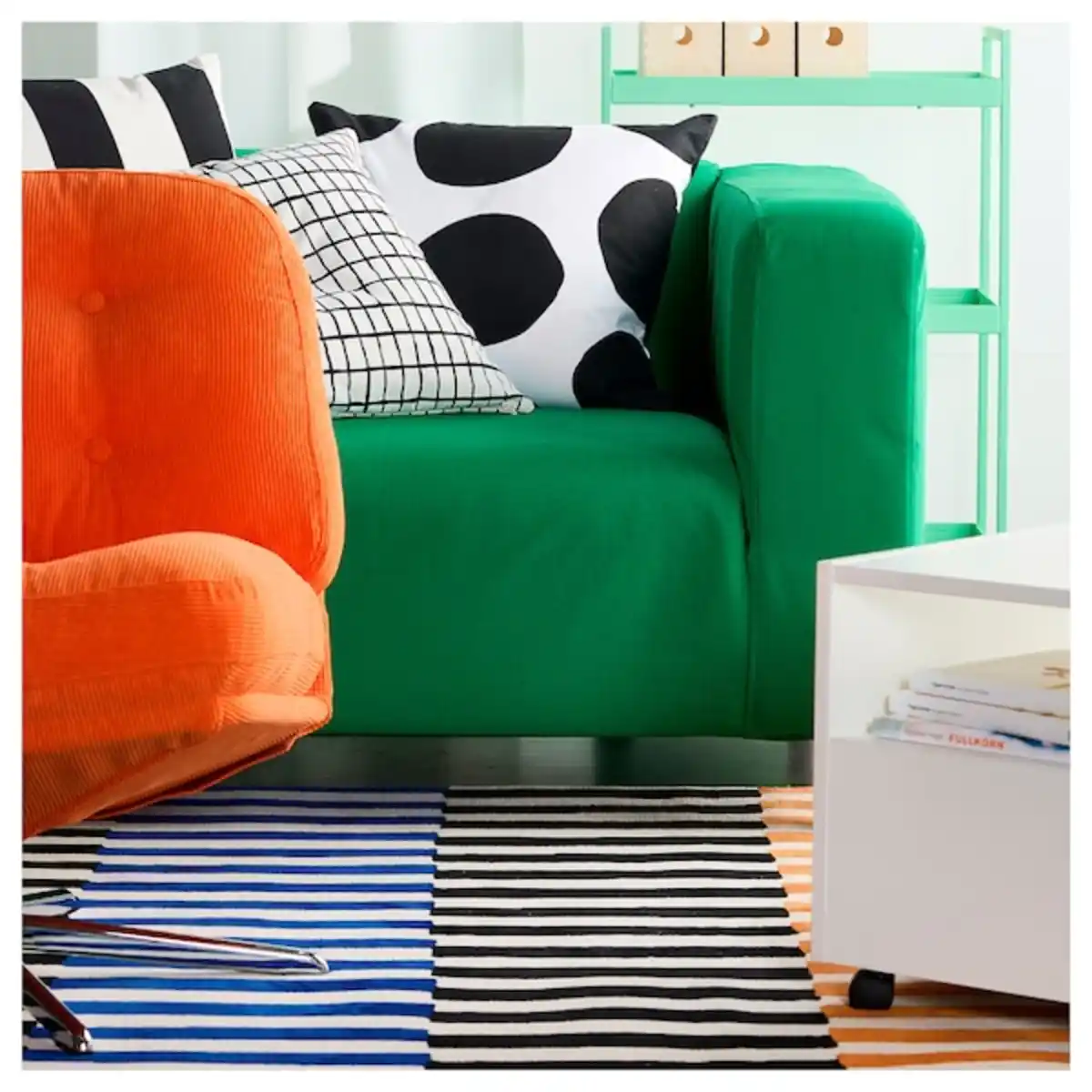 Bild 3 von VÄNDPLATS Teppich Kurzflor, bunt/Streifen 170x240 cm