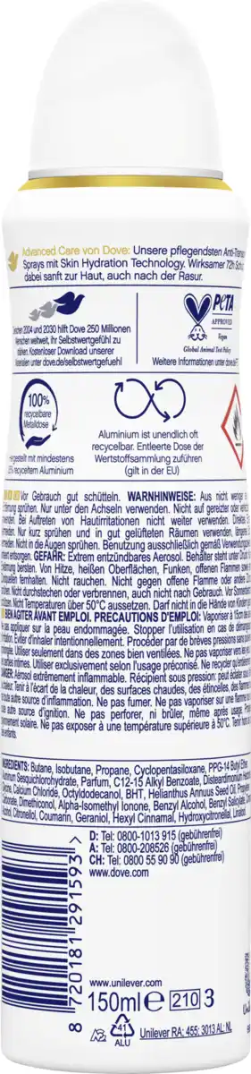 Bild 2 von Dove Advanced Care Anti Transpirant-Spray Invisible Dry, 150 ml
