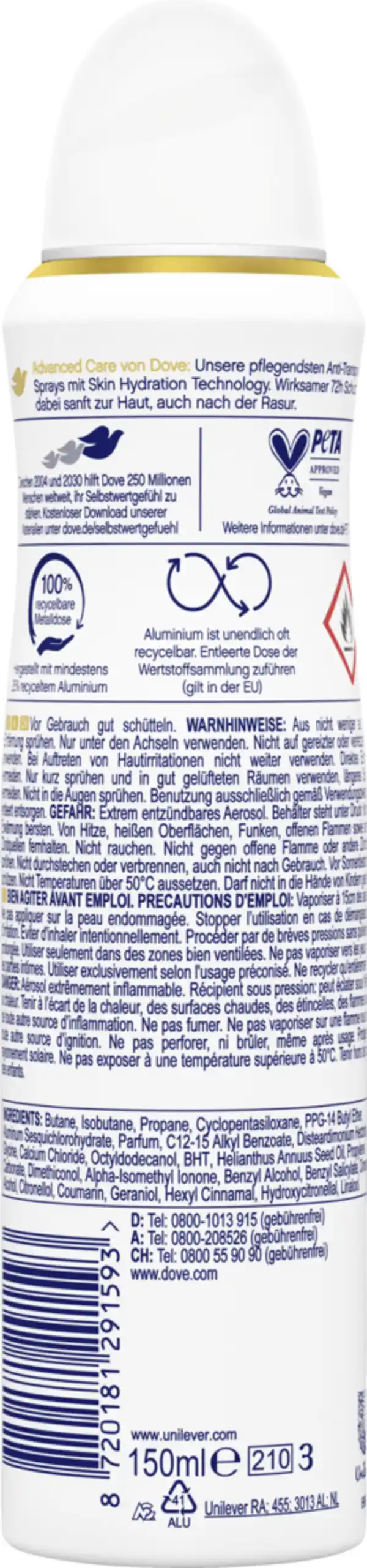 Bild 2 von Dove Advanced Care Anti Transpirant-Spray Invisible Dry, 150 ml