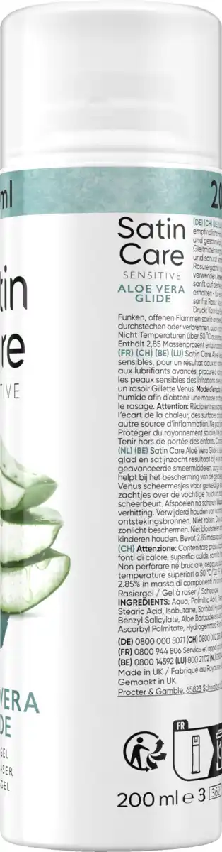 Bild 2 von Gillette Venus Satin Care Gel Rasiergel Aloe Vera, 200 ml