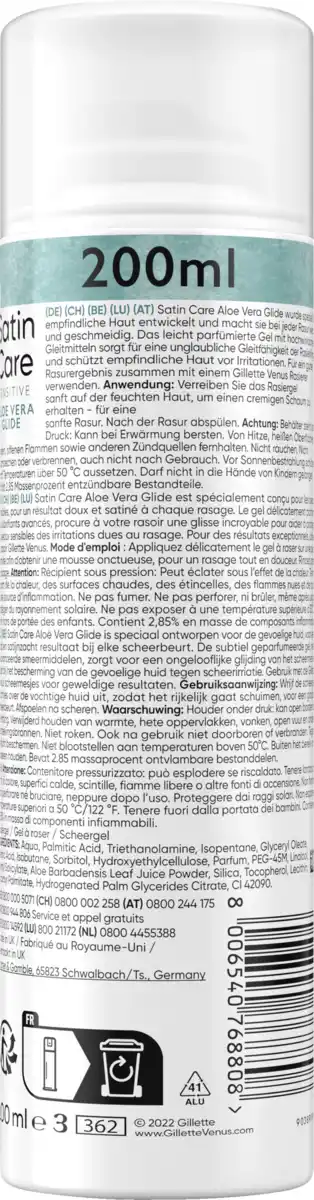 Bild 4 von Gillette Venus Satin Care Gel Rasiergel Aloe Vera, 200 ml