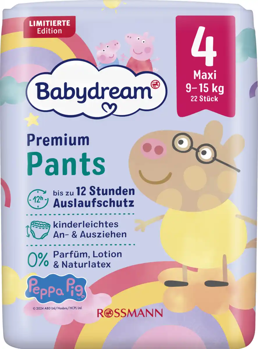 Bild 1 von Babydream Premium Pants Gr. 4 Maxi, 9-15 Kg, 22 Stück Peppa Wutz Edition