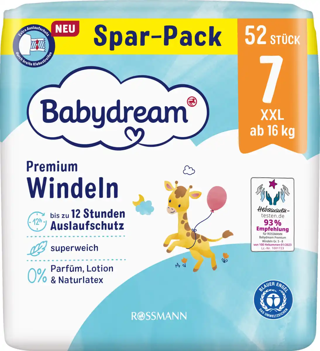 Bild 1 von Babydream Premium Windeln Größe 7 XXL Jumbo, 52 Stück, ab 16 kg