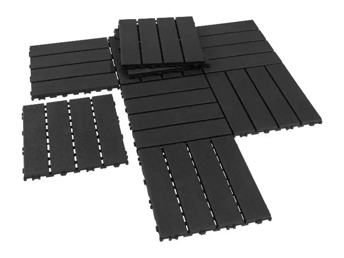 Bild 1 von LIVARNO home Kunststoff-Klickfliesen, 9 Stück, in Holzdielen-Optik