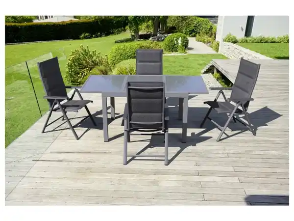 Bild 3 von LIVARNO home Alu-Set »Toronto«, 5-teilig - Ausziehtisch & 4 Hochlehner, anthrazit/grau