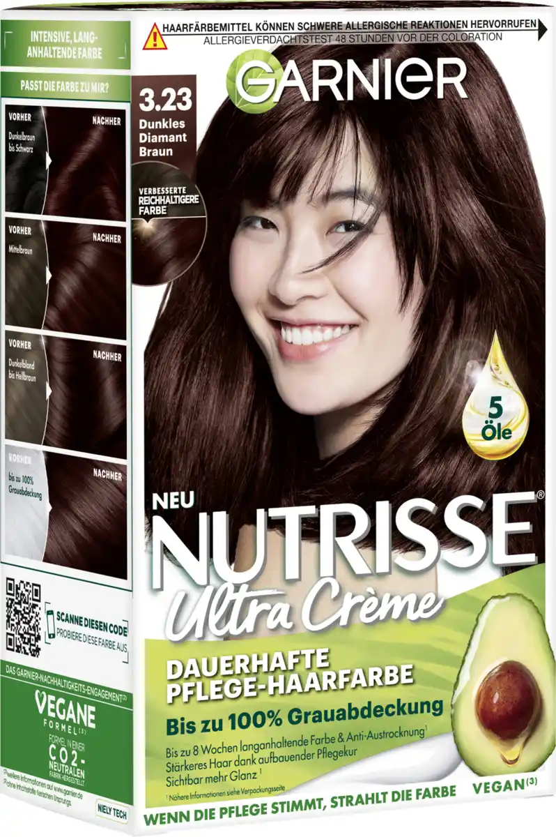 Bild 1 von Garnier Nutrisse Ultra Crème Coloration Dauerhafte Pflege-Haarfarbe 3.23 Dunkles Diamant Braun