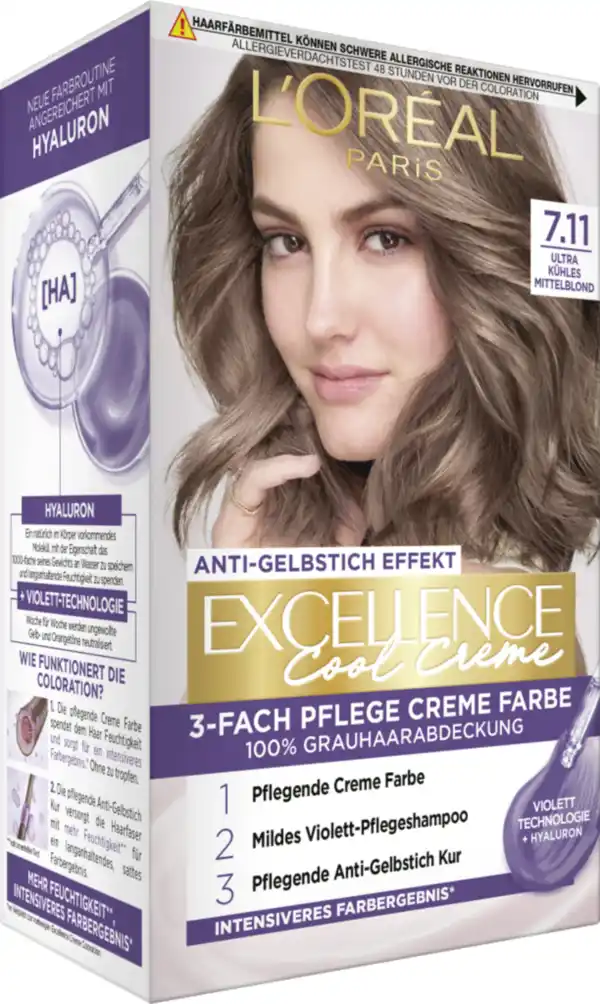 Bild 2 von L’Oréal Paris Excellence Cool Creme Coloration 7.11 Ultra Kühles Mittelblond