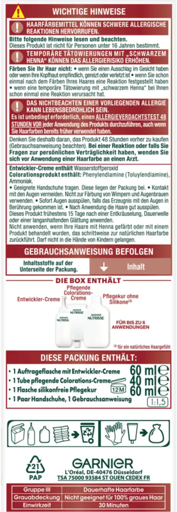 Bild 3 von Garnier Nutrisse Farbsensation Dauerhafte Haarfarbe Coloration 6.60 Intensives Rot