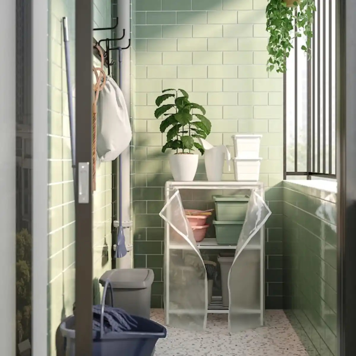 Bild 2 von JOSTEIN Regal mit Überzug, drinnen/draußen Draht/transparent weiß 61x41x90 cm