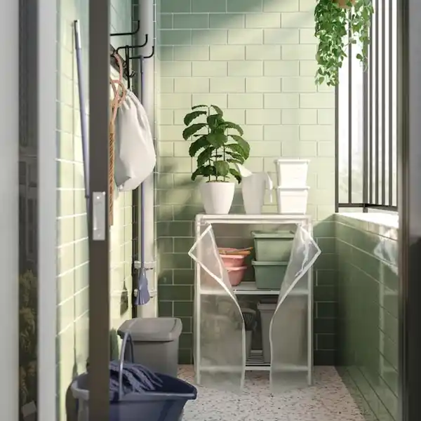 Bild 2 von JOSTEIN Regal mit Überzug, drinnen/draußen Draht/transparent weiß 61x41x90 cm