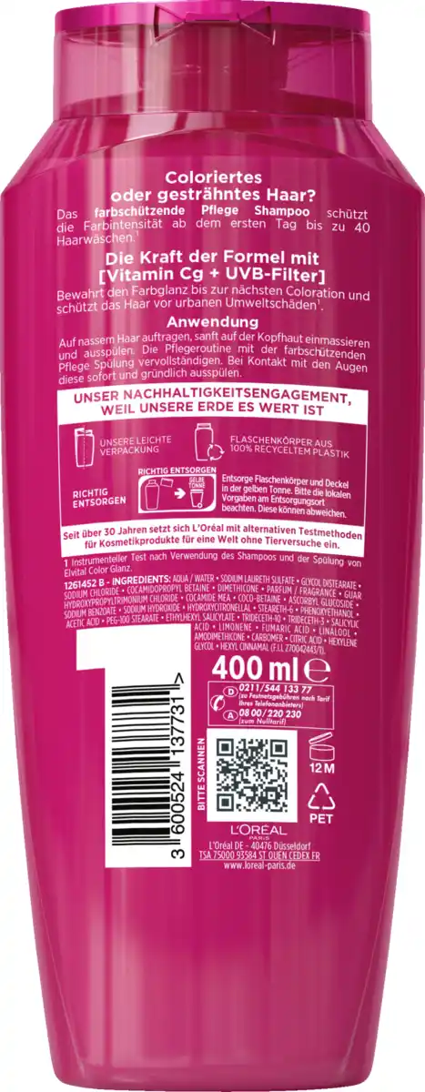 Bild 2 von L’Oréal Paris Elvital Color Glanz Pflege Farbschutz Shampoo, 400 ml