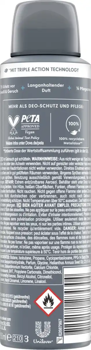 Bild 2 von Dove Men+Care Advanced Clean Comfort Antitranspirant, 150 ml