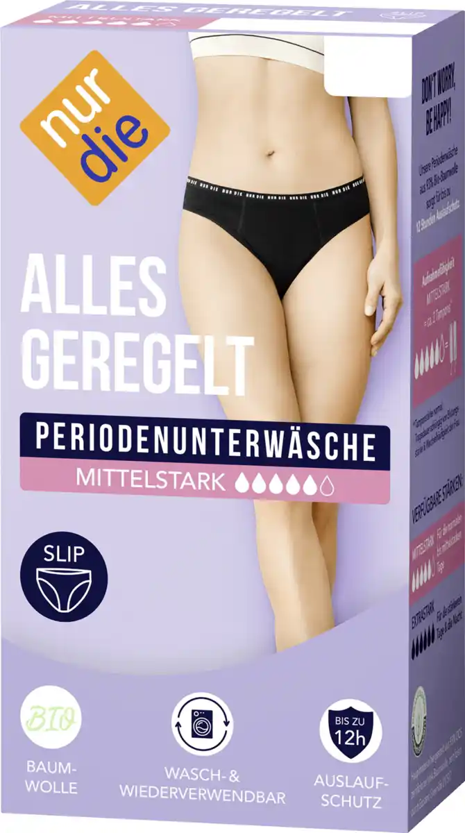 Bild 1 von Nur Die Periodenunterwäsche Slip mittelstark schwarz Gr. M 40-42