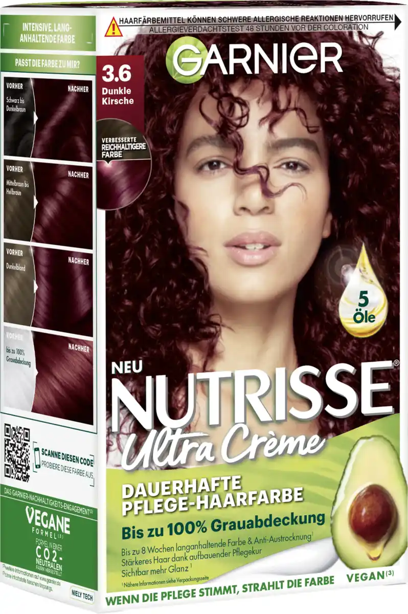Bild 1 von Garnier Nutrisse Ultra Crème Coloration Dauerhafte Pflege-Haarfarbe 3.6 Dunkle Kirsche