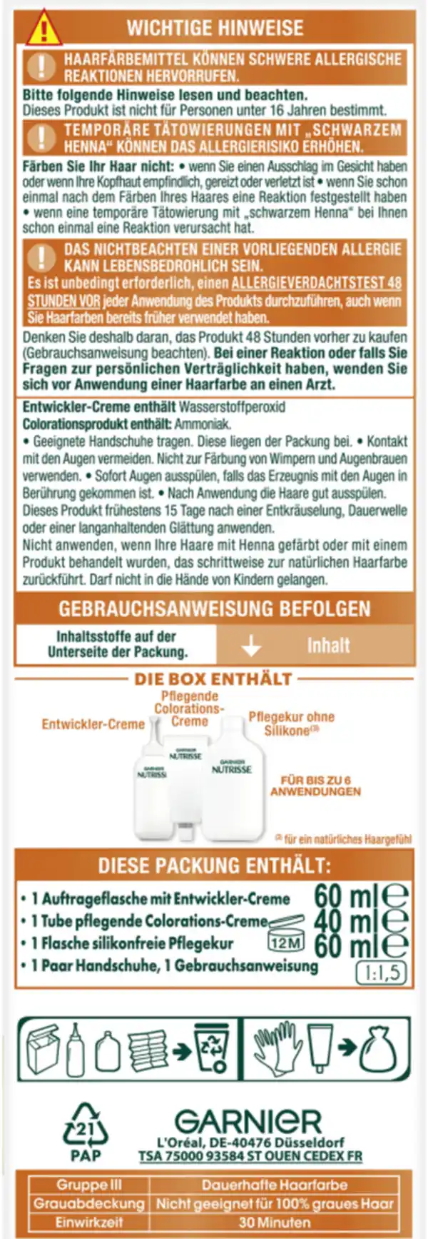 Bild 3 von Garnier Nutrisse Farbsensation intensive dauerhafte Haarfarbe 7.40 Strahlendes Kupfer