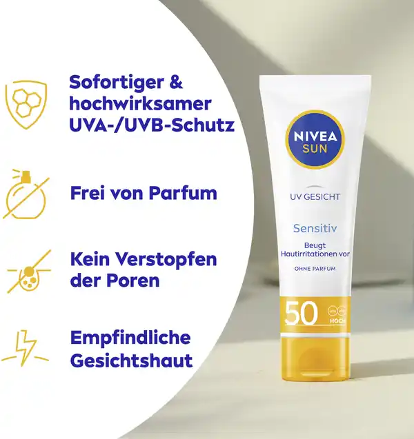 Bild 4 von NIVEA SUN UV Gesicht sensitiv Sonnenschutz LSF 50, 50 ml