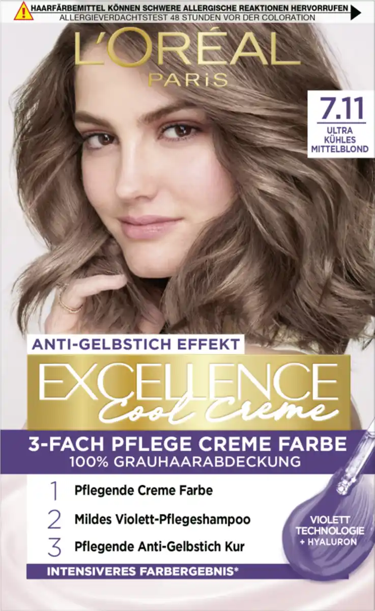 Bild 1 von L’Oréal Paris Excellence Cool Creme Coloration 7.11 Ultra Kühles Mittelblond
