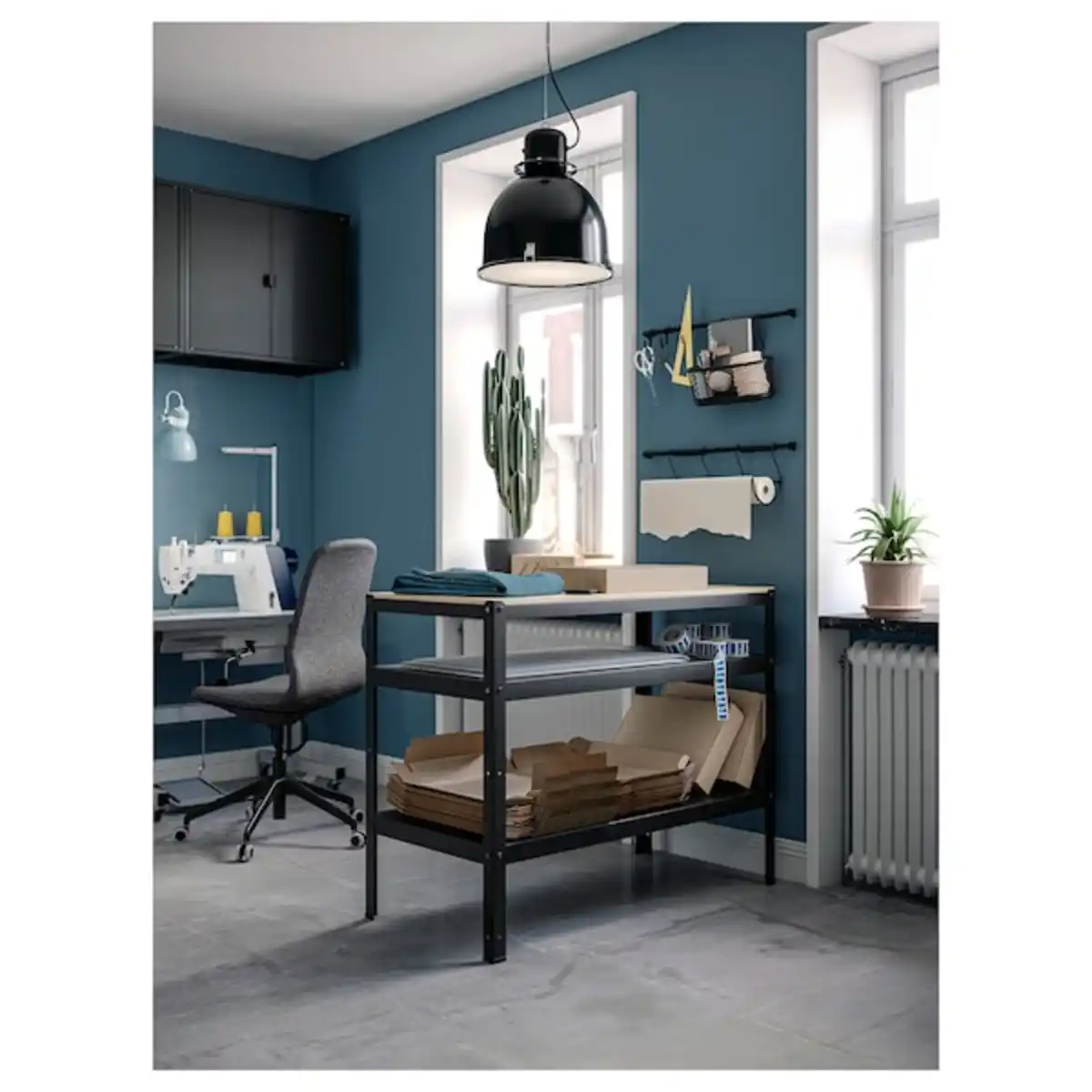 Bild 4 von BROR Werkbank, schwarz/Kiefersperrholz 110x55 cm