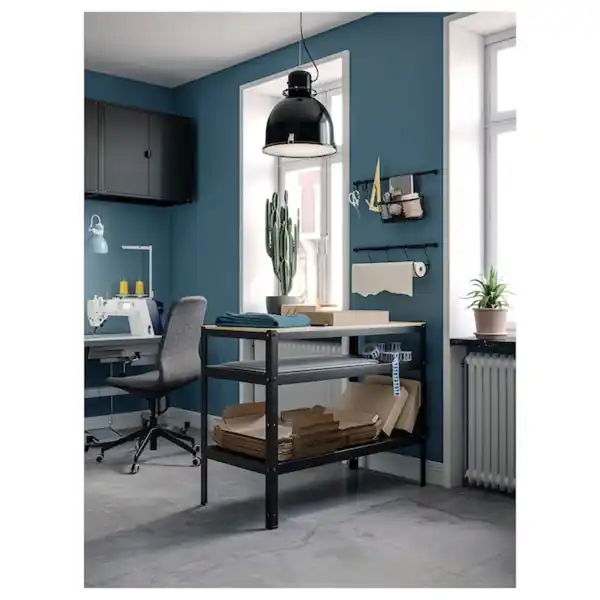 Bild 4 von BROR Werkbank, schwarz/Kiefersperrholz 110x55 cm