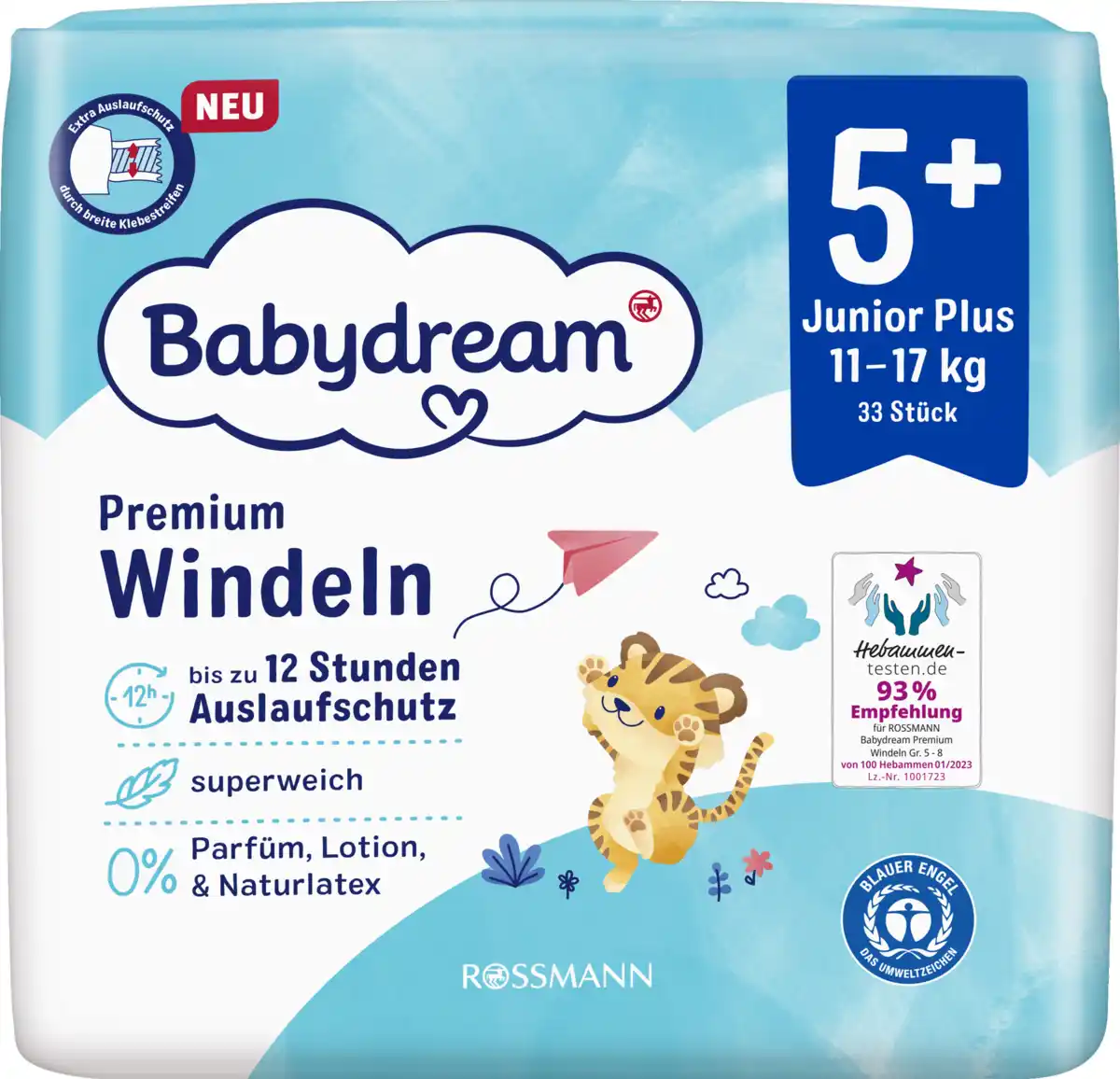 Bild 1 von Babydream Premium Windeln Größe 5+ Junior+, 33 Stück, 11-17 kg