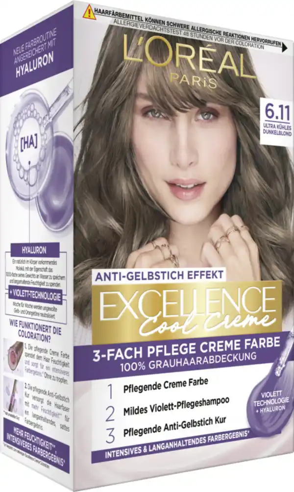 Bild 2 von L’Oréal Paris Excellence Cool Creme 6.11 Ultra kühles Dunkelblond