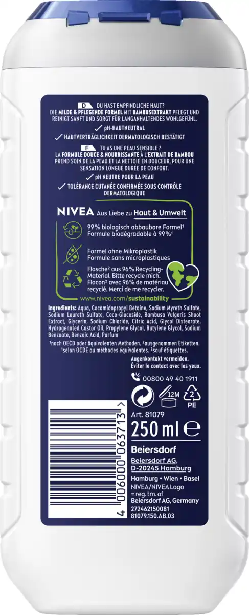 Bild 2 von NIVEA MEN 3in1 Duschgel Sensitive, 250 ml