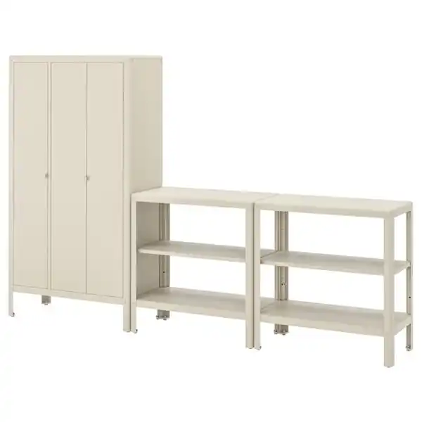 Bild 2 von KOLBJÖRN Regal mit Schrank, beige 171x37x161 cm