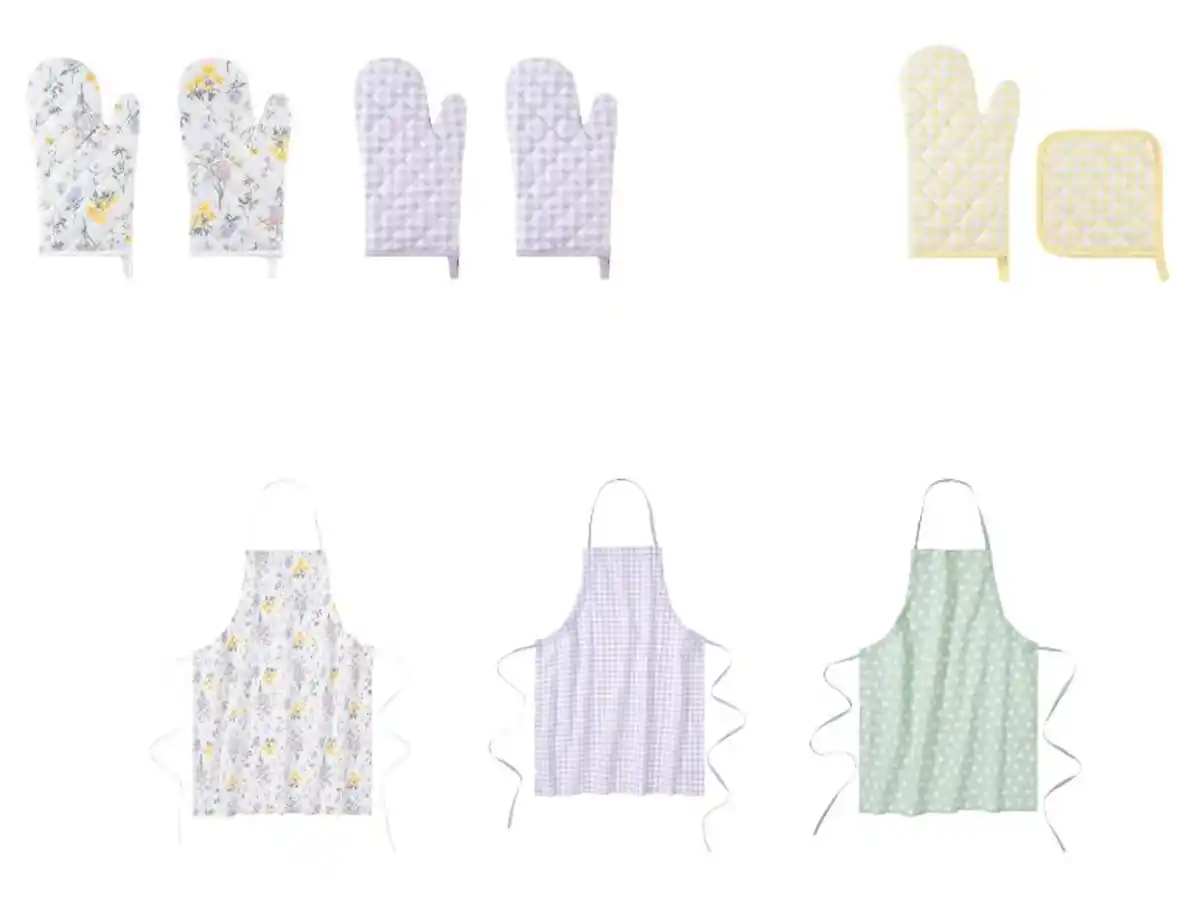 Bild 1 von LIVARNO home Küchenschürze / Ofenhandschuh-und-Topflappen-Set / Ofenhandschuh-Set