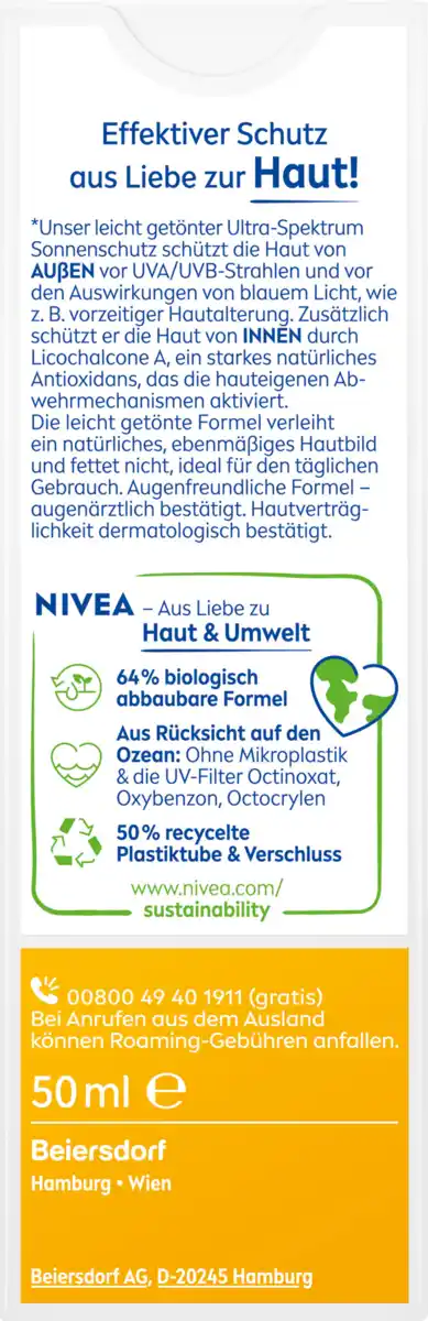 Bild 2 von NIVEA SUN UV Gesicht getönter Sonnenschutz heller Hauttyp LSF 50, 50 ml