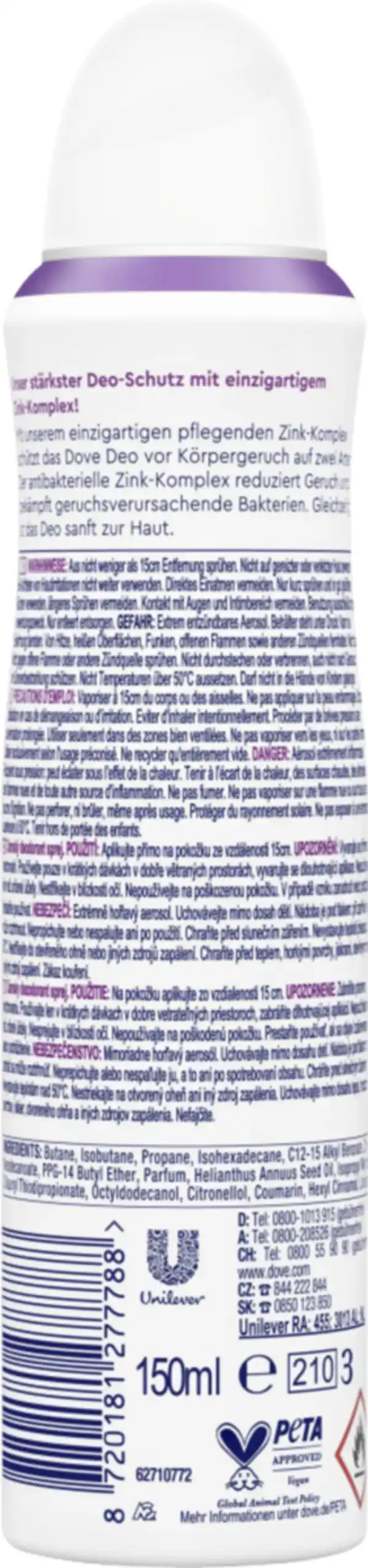 Bild 2 von Dove Deospray mit Zink-Komplex & Kirschblütenduft, 150 ml