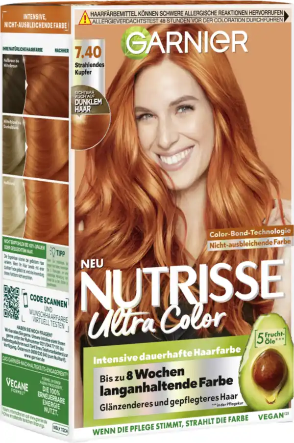 Bild 2 von Garnier Nutrisse Farbsensation intensive dauerhafte Haarfarbe 7.40 Strahlendes Kupfer
