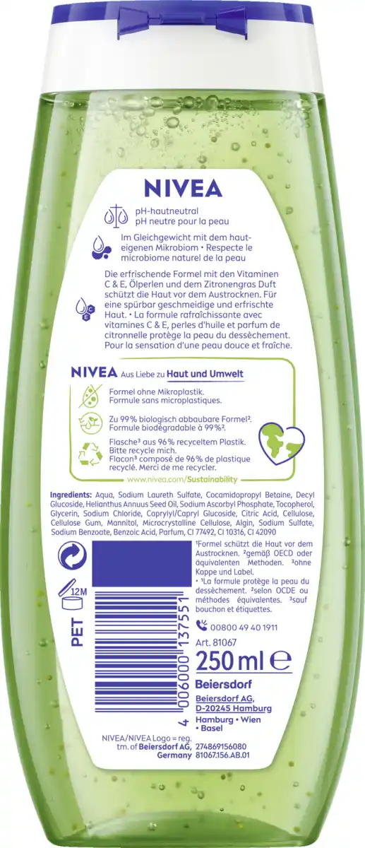 Bild 2 von NIVEA Duschgel Lemongrass & Oil, 250 ml