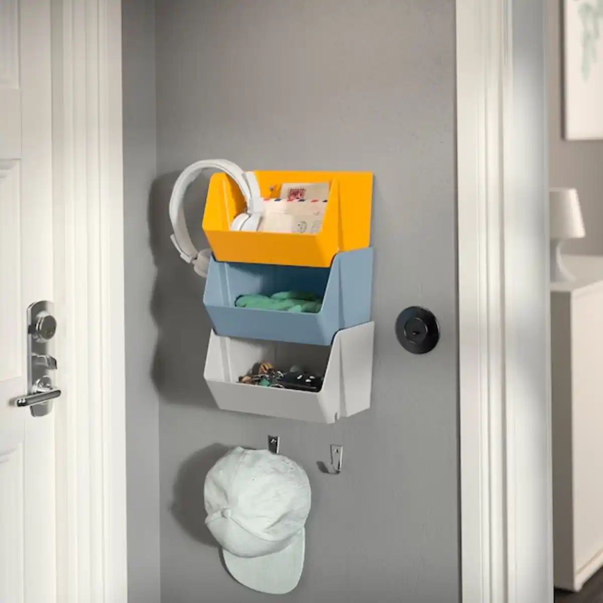 Bild 3 von FODERTRÅG Schreibtisch-/Wandaufbewahrung, graublau 25x18x15 cm