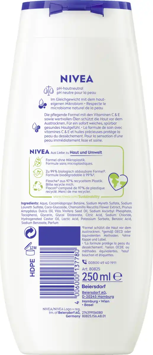 Bild 2 von NIVEA Pflegedusche Creme Sensitive ph Skin neutral, 250 ml