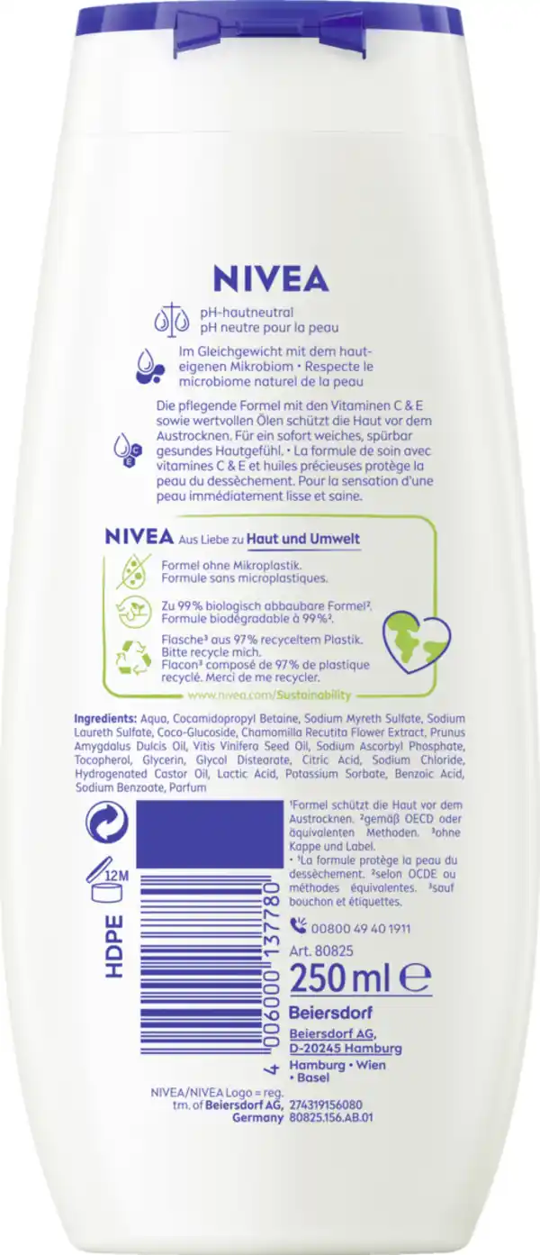 Bild 2 von NIVEA Pflegedusche Creme Sensitive ph Skin neutral, 250 ml