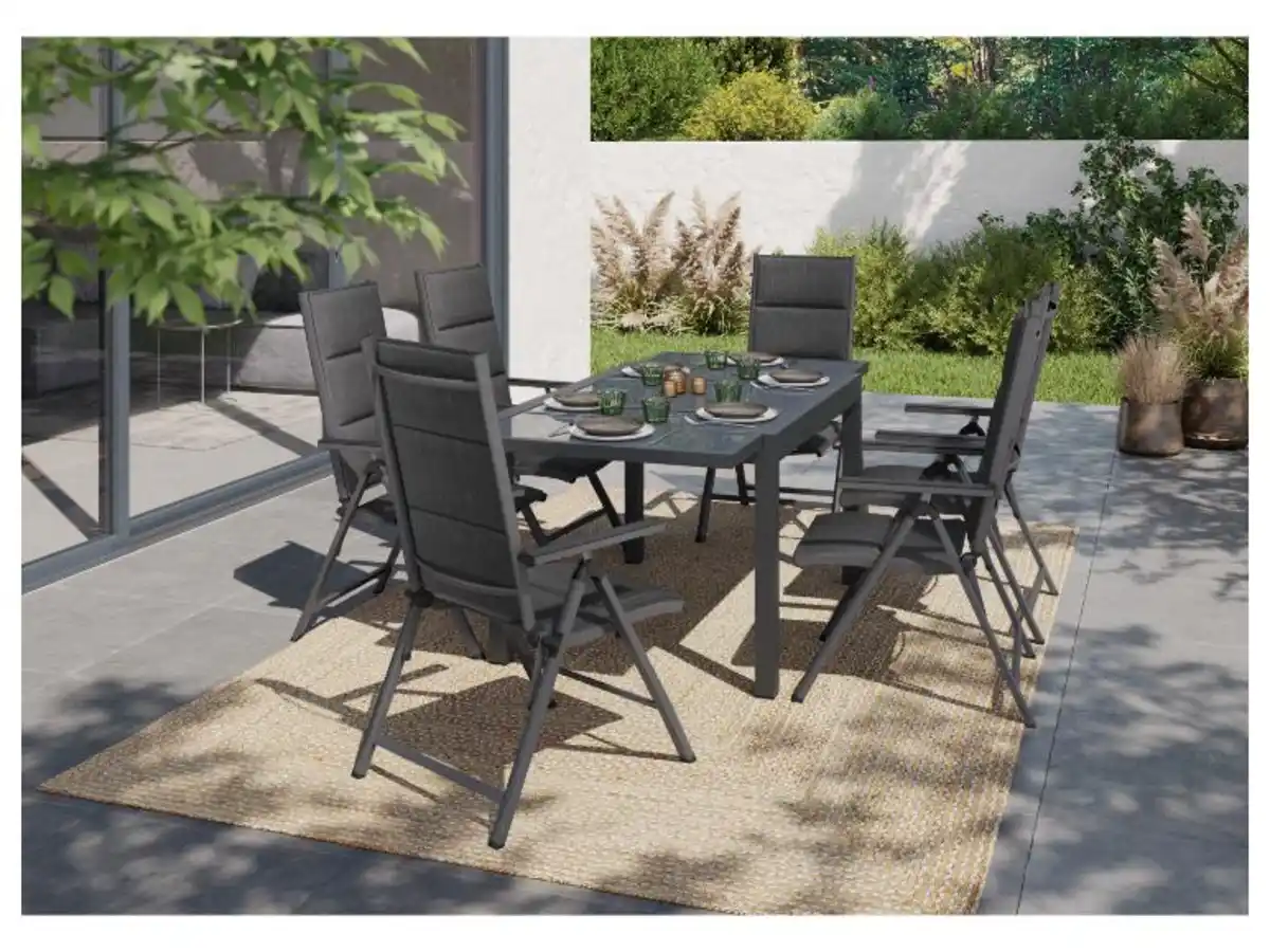 Bild 4 von LIVARNO home Alu-Set »Toronto«, 7-teilig - Ausziehtisch & 6 Hochlehner, anthrazit/grau