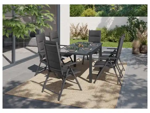 Bild 4 von LIVARNO home Alu-Set »Toronto«, 7-teilig - Ausziehtisch & 6 Hochlehner, anthrazit/grau