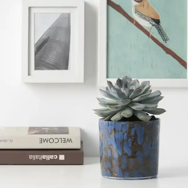 Bild 2 von ULLSYREN Übertopf, Punkte blau 12 cm