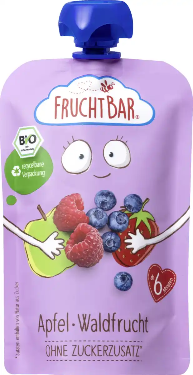 Bild 1 von FruchtBar Bio Fruchtpüree Apfel und Waldfrucht, 100 g