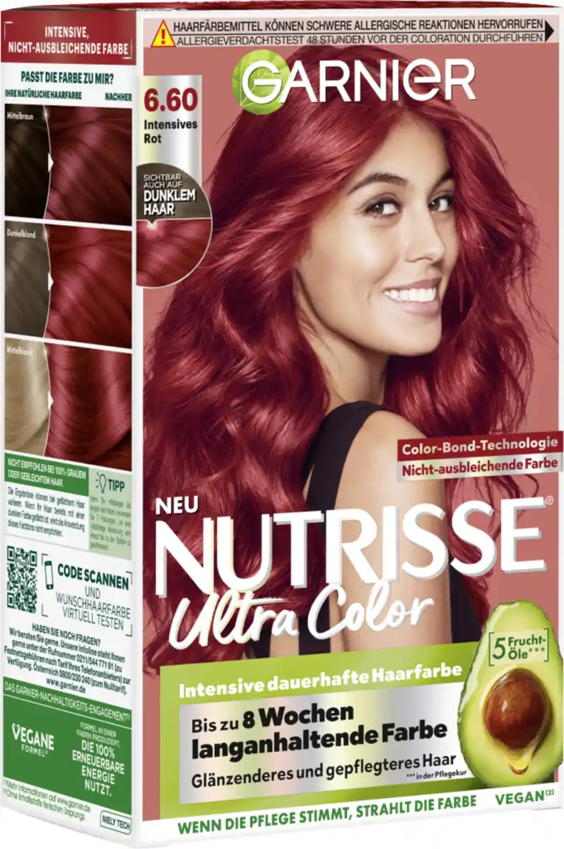 Bild 2 von Garnier Nutrisse Farbsensation Dauerhafte Haarfarbe Coloration 6.60 Intensives Rot