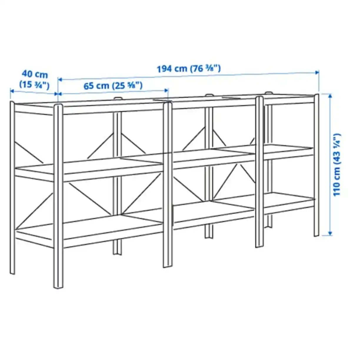 Bild 4 von BROR Regal, schwarz/Holz 194x40x110 cm