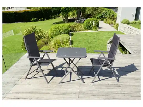 Bild 3 von LIVARNO home Alu-Set »Toronto«, 3-teilig - Klapptisch & 2 Hochlehner, grau
