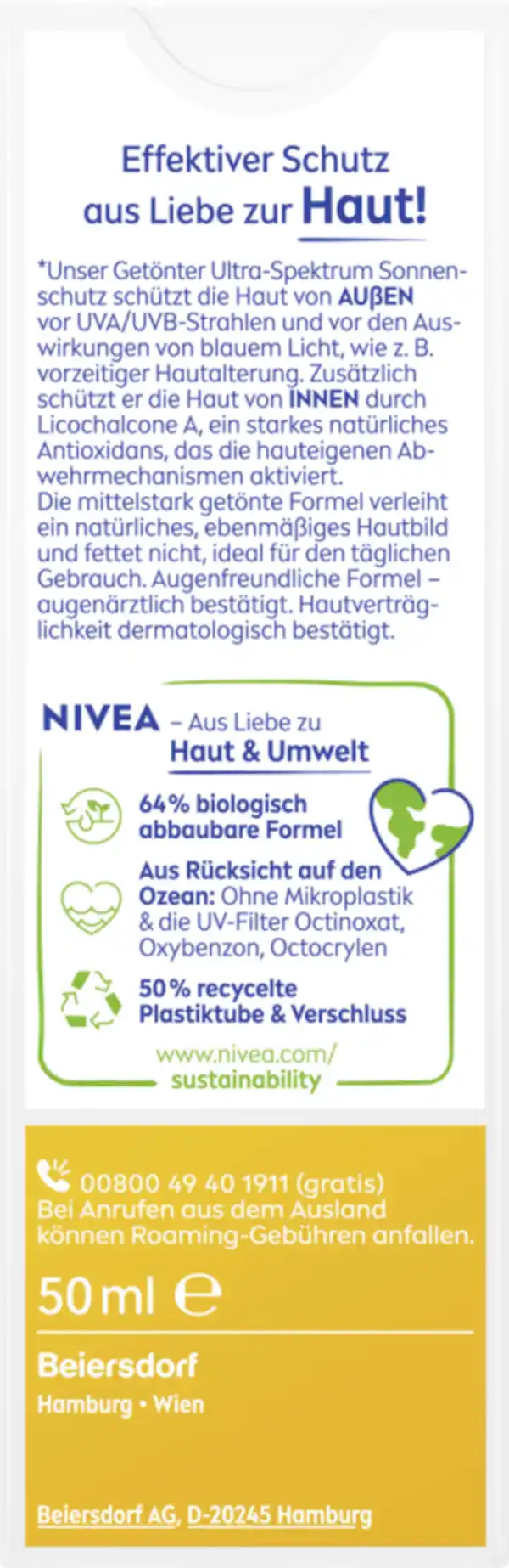 Bild 2 von NIVEA SUN UV Gesicht getönter Sonnenschutz Mittlerer Hauttyp LSF 50, 50 ml