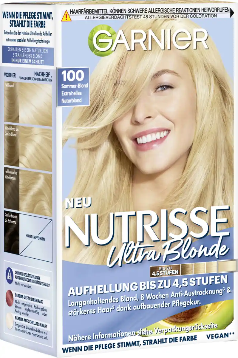 Bild 1 von Garnier Nutrisse Ultra Blonde Aufhellung Dauerhafte Pflege-Haarfarbe 100 Sommer-Blond Extrahelles Naturblond